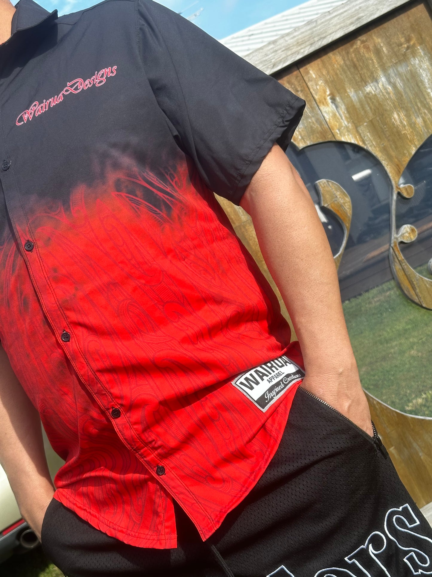 Mana Black/Red Button Up Shirts