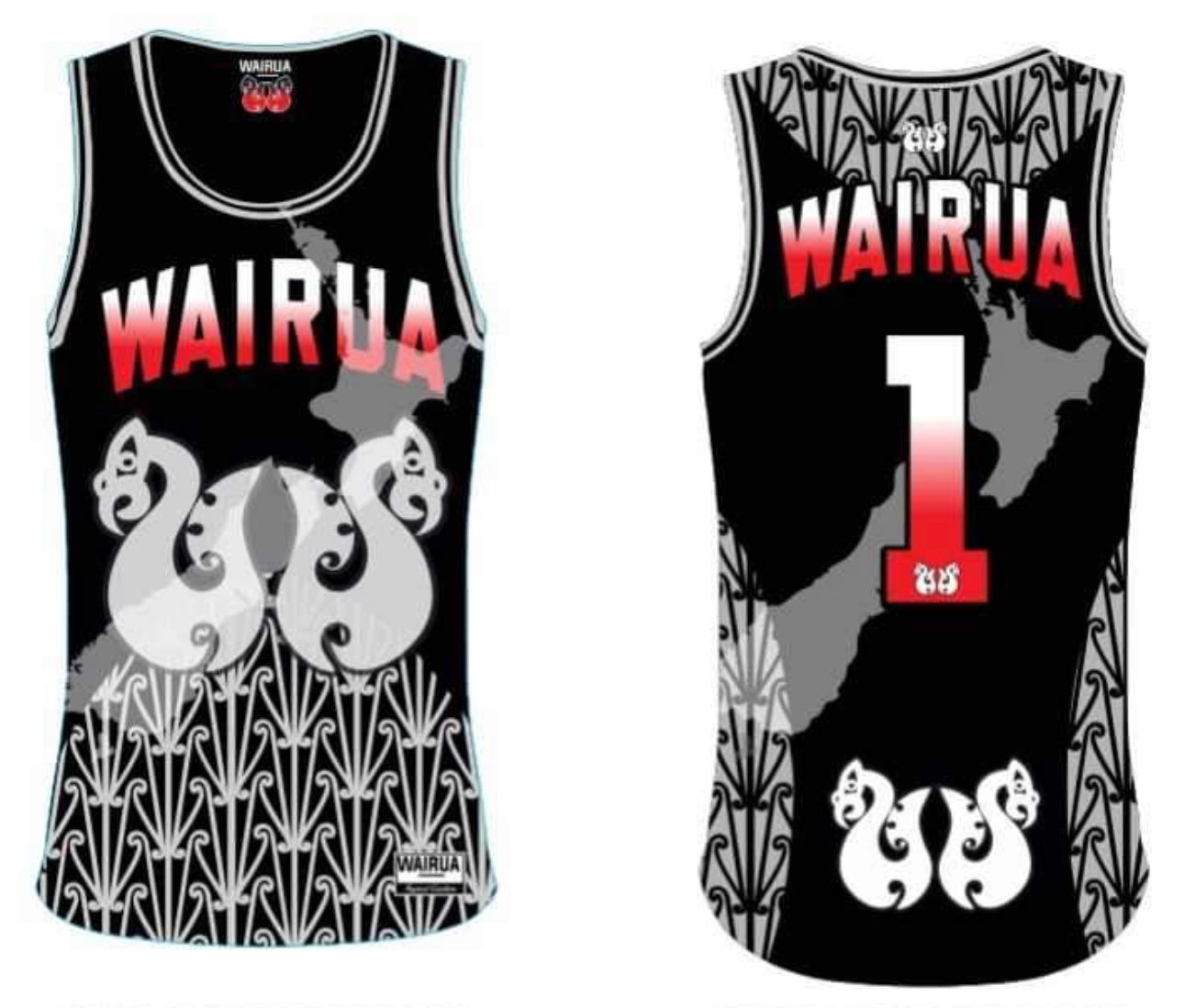 Wairua Basketball Singlets Black/Red/White