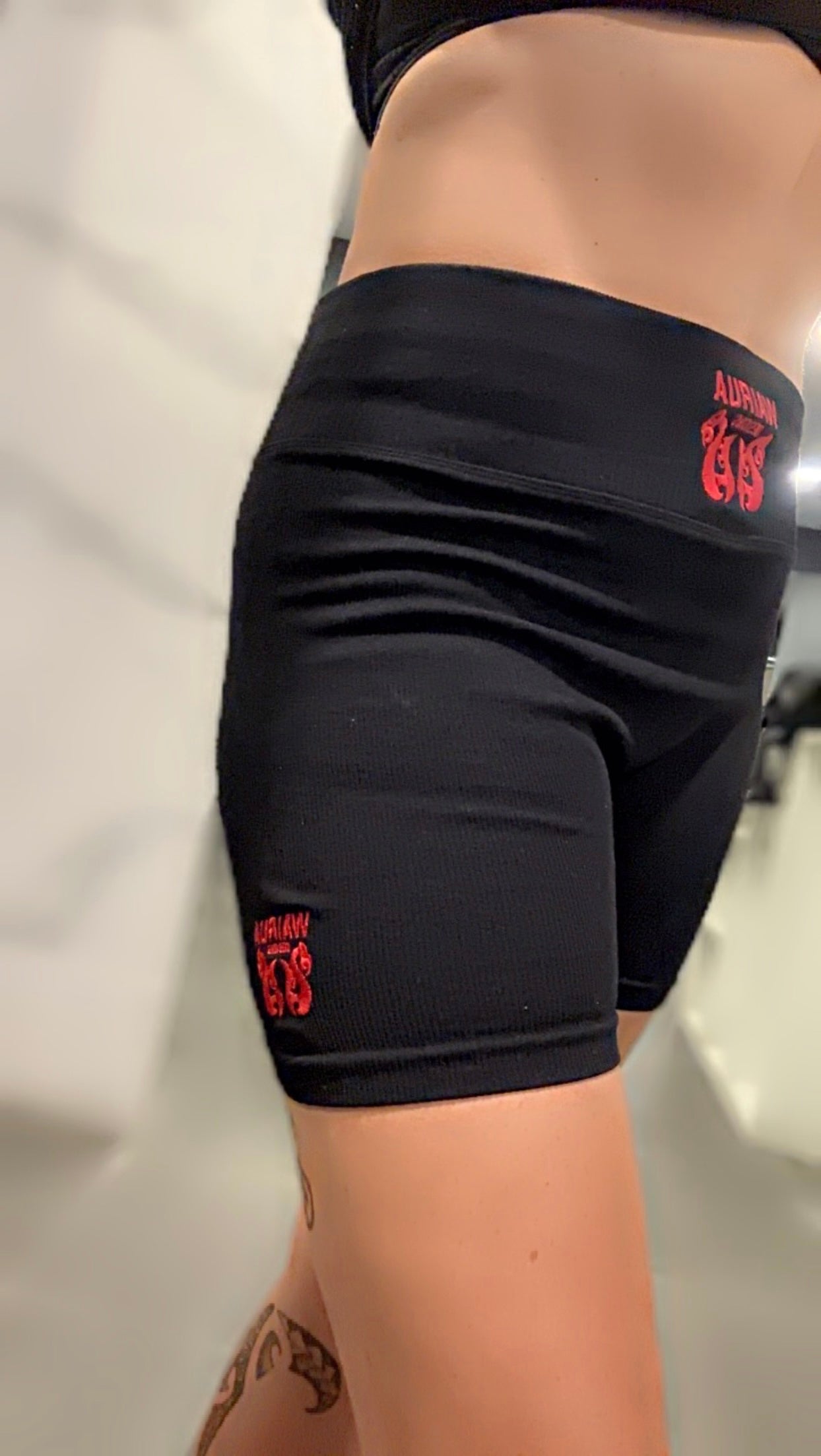 Black/Red Wairua Womans Active Wear Shorts